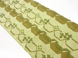 手織り紬変わり亀甲に縞模様織出し名古屋帯